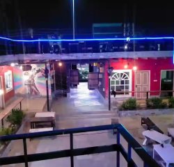 Night view of commercial promenade